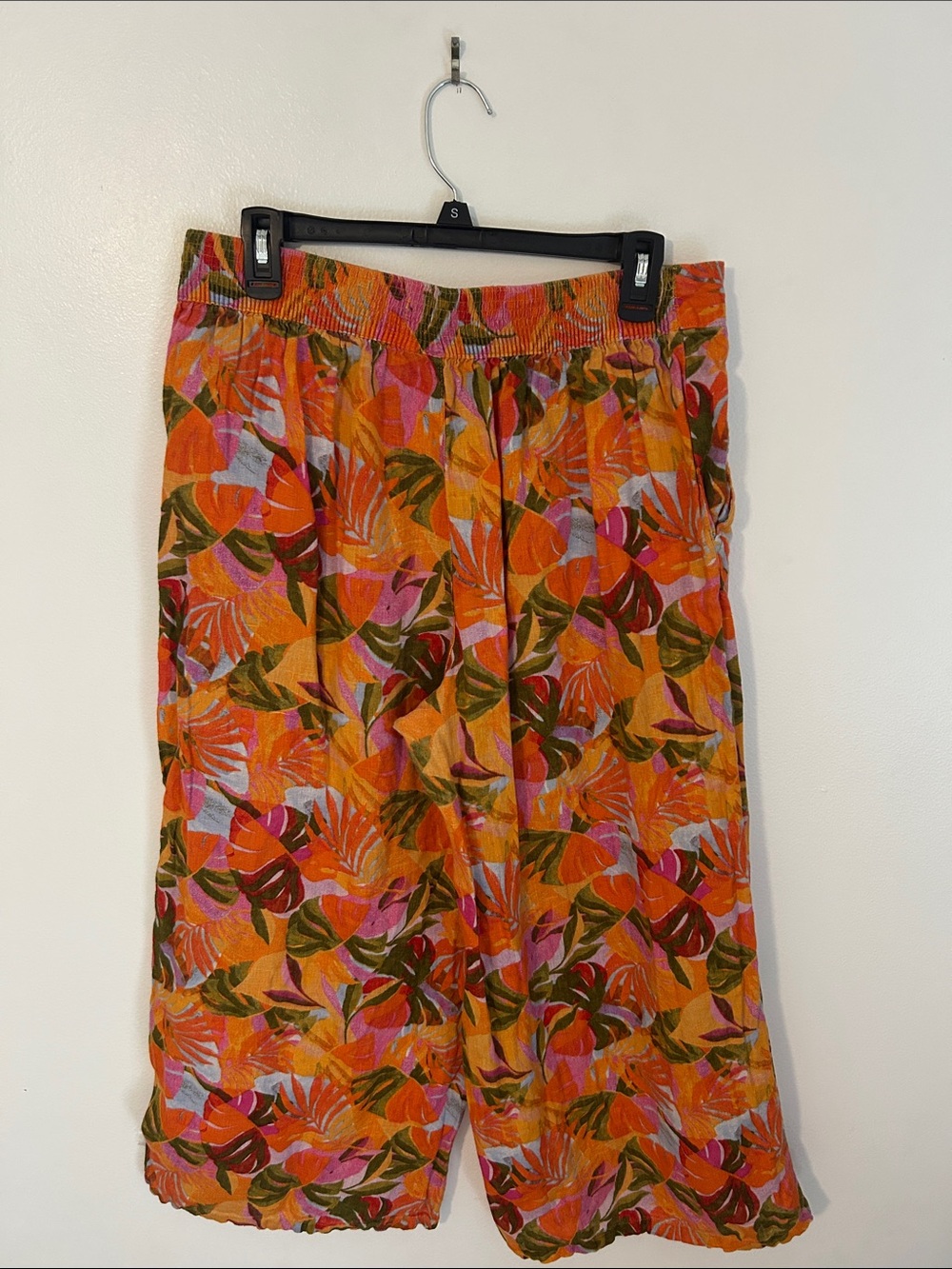 C&C California Orange Tropical Print Wide Leg Pants Size Large - Picture 6 of 9